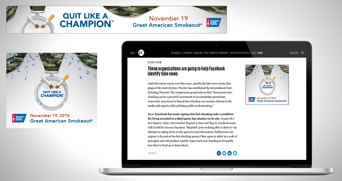 American Cancer Society Great American Smokeout, Quit Like A Champion Military Web Banners